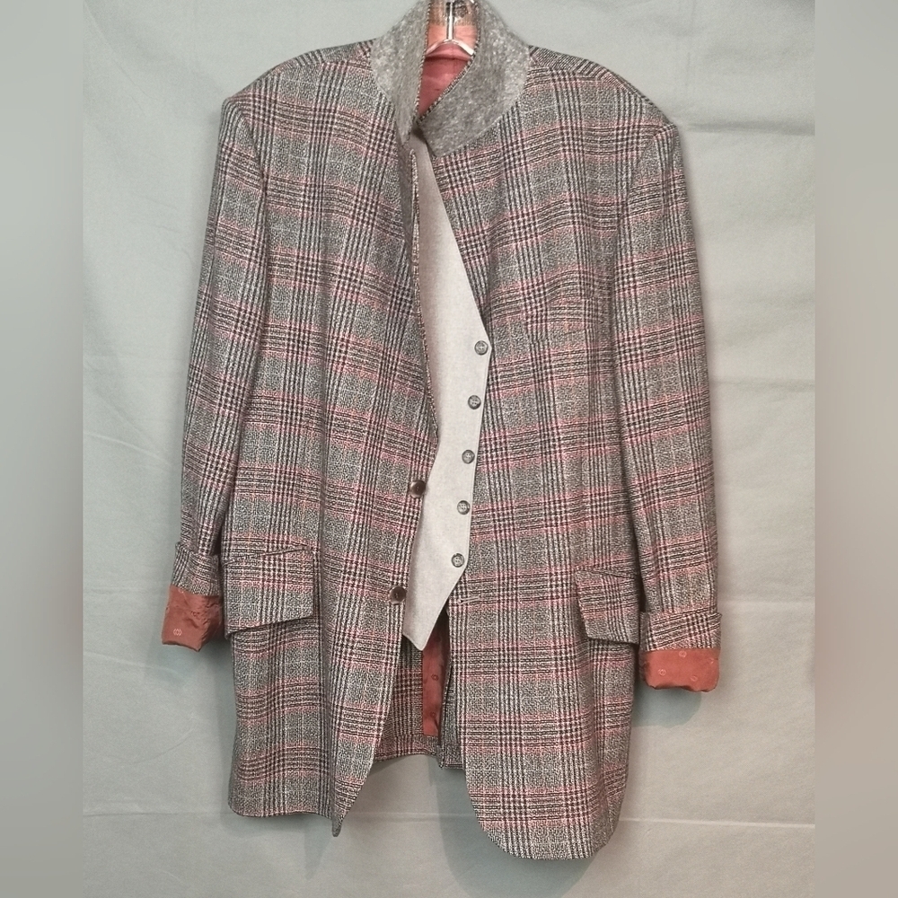 Vintage 90s Harris Tweed Plaid Oversized Check Jacket